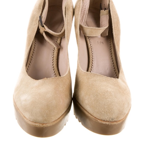 Chloe beige suede platform wedges size 37.5 - Picture 3 of 5